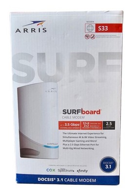 NEW - ARRIS S33 SURFboard DOCSIS 3.1 Multi-Gigabit Cable Modem 2.5 Gbps Ethernet