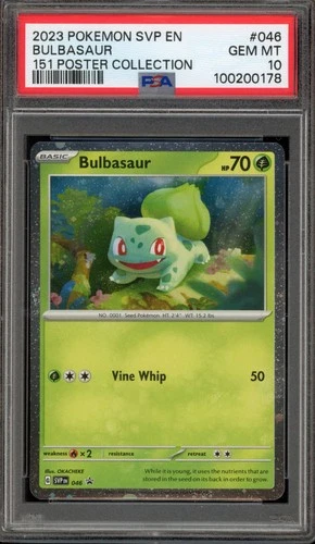 Pokemon Bulbasaur 151 Poster Coll. Holo Promo SVP EN 046 PSA 10 Gem Mint