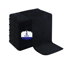 6 Pack Black Salon Towels, Super Soft and Absorbent Large, - 6
