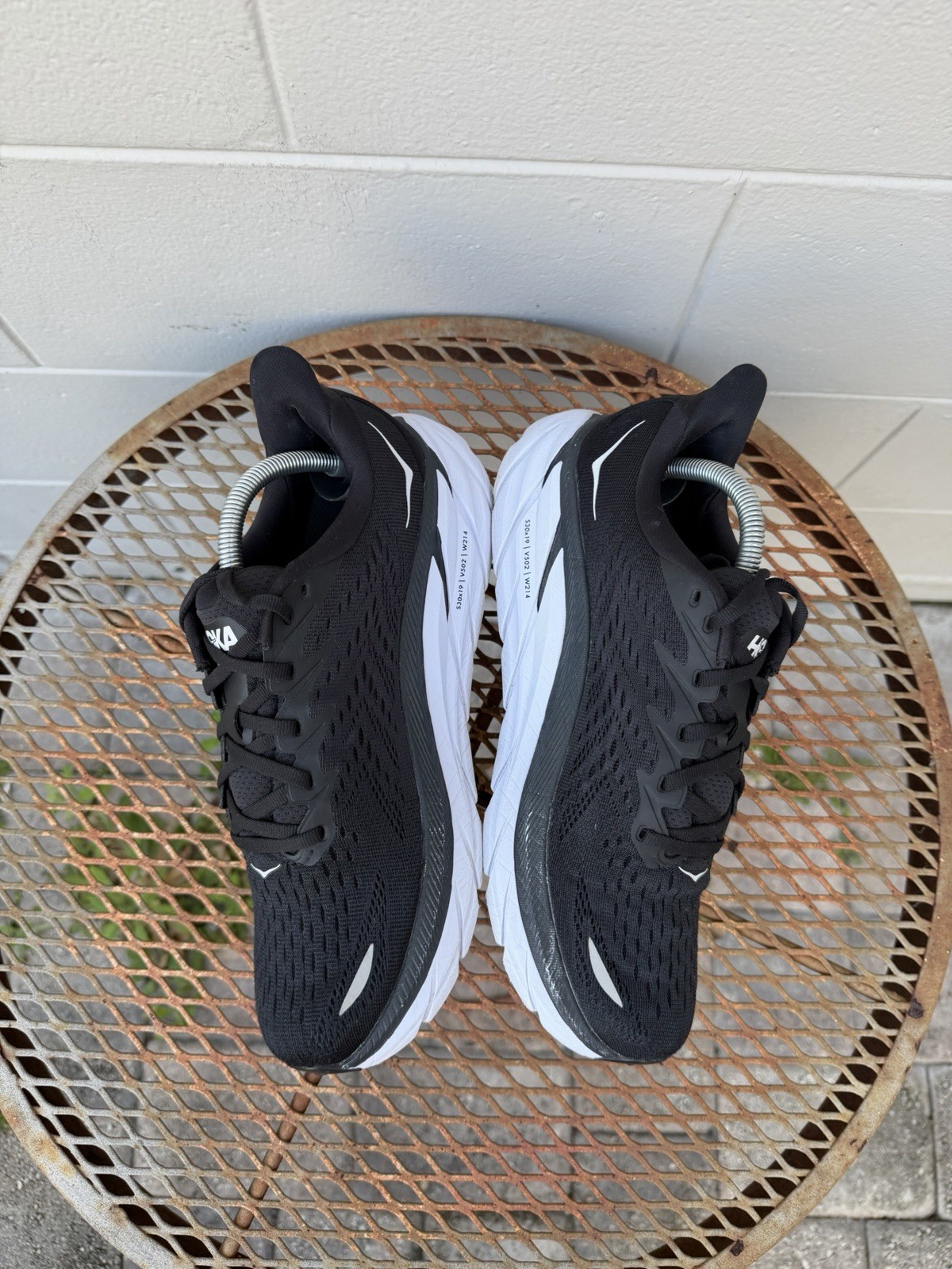 Hoka One One Clifton 8 Womens Black 1119394 BWHT Shoes Running Sneakers 10 B thumbnail 7