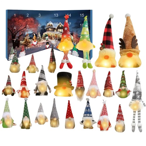 Christmas Gnome Countdown Calendar 24 Days Seasonal Decor Glowing Gnome ...