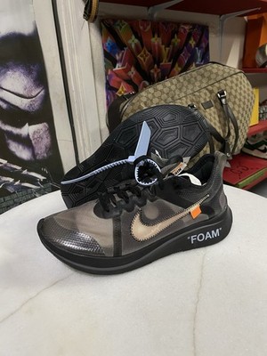 Off-White Virgil Abloh Nike Zoom Fly Black Sneakers Size 8