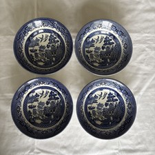 Churchill Blue Willow Lot of 4, 6" Cereal Bowls, Made in England