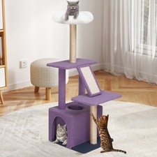 48.4" Flower Cat Tree Tower with Kitty Condo, Sisal Scratching Posts and Board