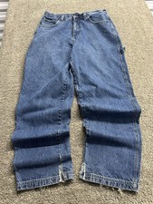 Vintage 90s Y2K Fubu Baggy Dark Wash Carpenter Jeans ZIP BROKE Hip Hop 36x34