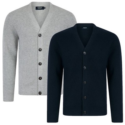 Herren Strick Cardigan Oberteil Waffelstrick V-Ausschnitt Button Down Oberteil Strickpullover