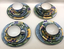 4 Place Settings w/4 Favanol  Martinique Portugal  Hand Painted Dishes Multiples