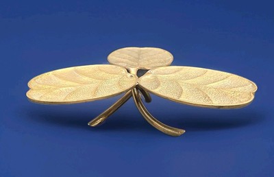 Unique Brass Lily Pads Or Lotus Leaves Pedestal Plant/Orb Display Stand  Heavy