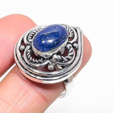 Natural Lapis Lazuli Gemstone 925 Sterling Silver Ring Size 9.5 E529