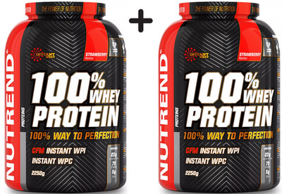 2 x Nutrend 100% Whey Protein, Strawberry - 2250g (42,22 EUR/kg)