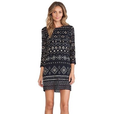 Needle & Thread Black Beaded Lace Stitch Dress Sequin Mini US 8