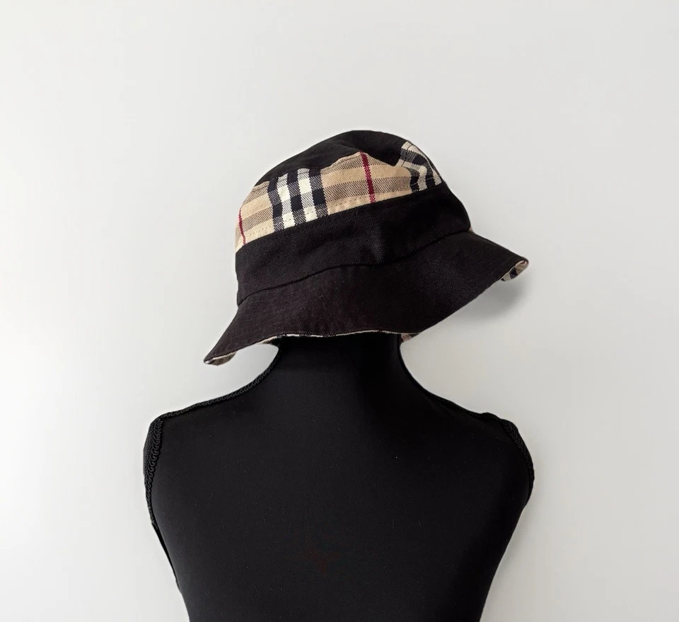 Винтажный Burberry ведро шляпа 100% хлопок размер большой старые деньги Лондон * читать DESC * - Изображение 2 из 4