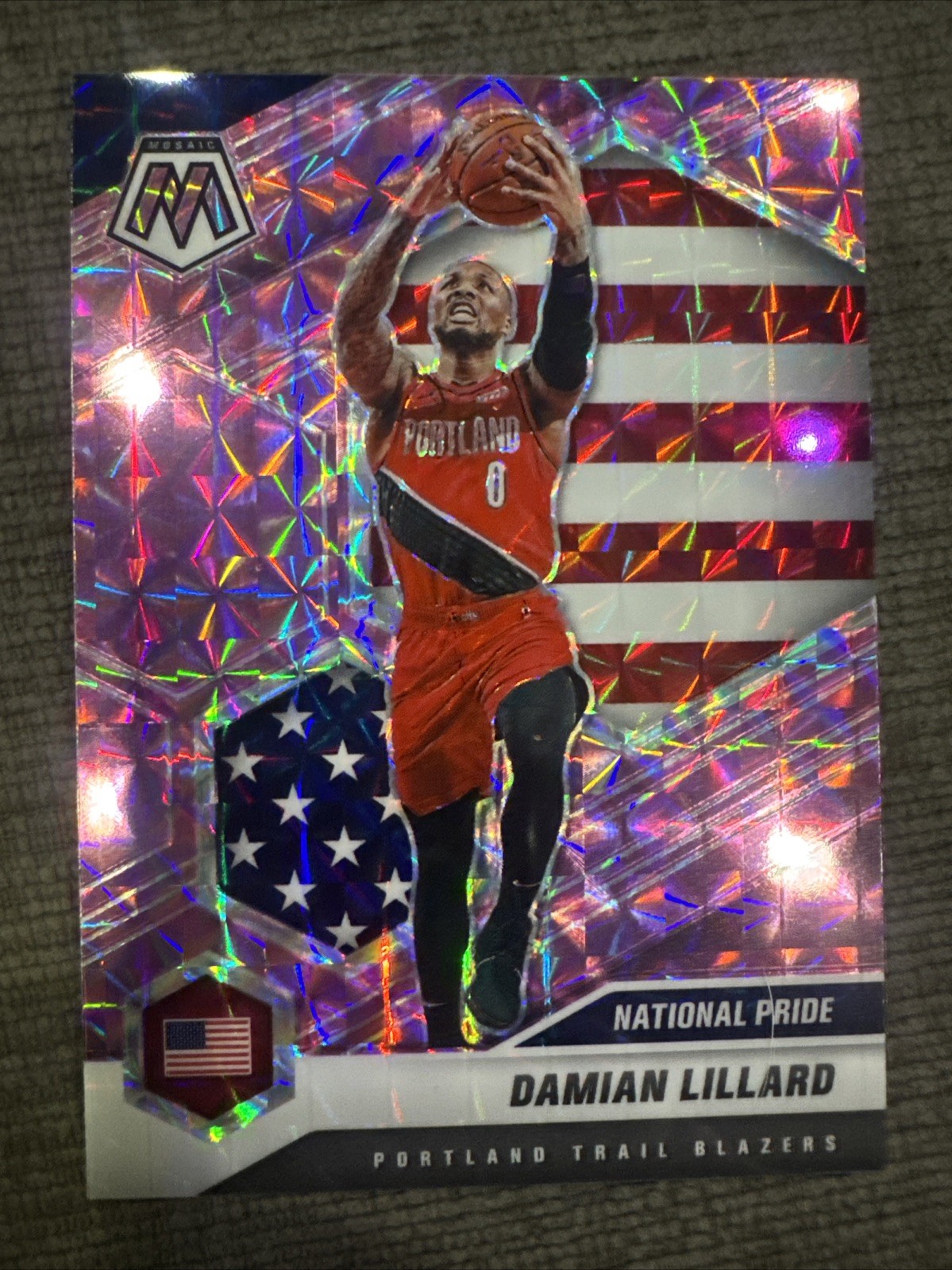 2020-21 Panini Mosaic - National Pride Damian Lillard #246 Purple Mosaic /49