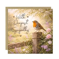 Deepest Sympathy Card Robin Condolence Card Mourning Bereavement Loss Cards