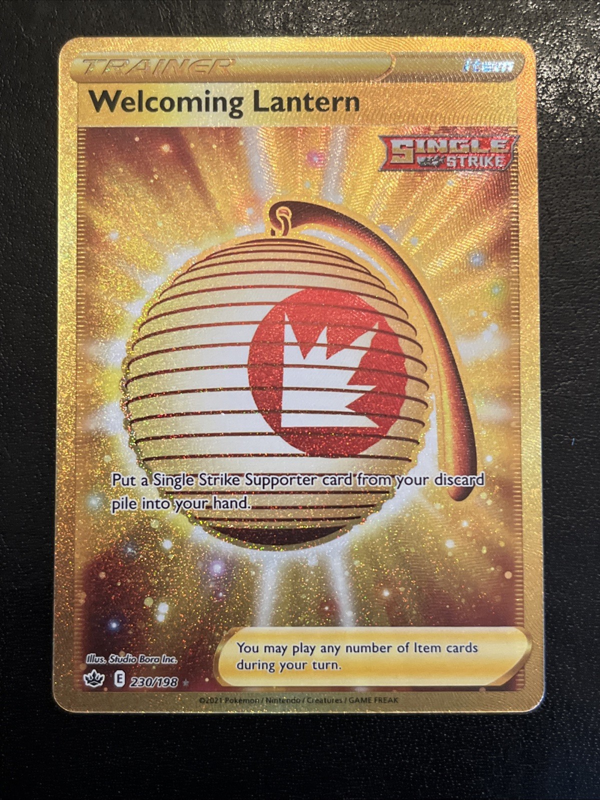 Pokemon TCG Welcoming Lantern 230/198 Chilling Reign Gold Secret Rare NM