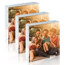 Egofine 8x8 Acrylic Frames 3 Pack, 20mm Thicker Frameless Clear Picture Fram...