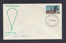 Australia 1974 Mildura Hibal Globo Vuelo No. Cubierta firmada por piloto 609
