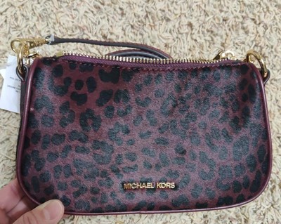 Michael Kors Carmela Leather Small Handbag Crossbody Purse Bag (Oxblood Multi)