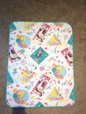 1995 Gerber Looney Tunes Toddler Blanket / Comforter Warner Brothers 40"X52"
