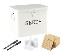 Seed Storage Organizer with Lock, T-Shape Box, Labels, Envelopes, and Pens