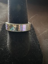 VTG Silver Toned Abalone Inlay Band Sz 6 Southwestern R-24