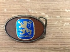 Vintage Leather and Solid Brass LOWENBRAU BEER BREWING CO Made by Buckle Works