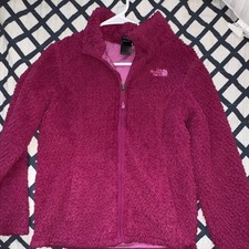 The North Face Girls Purple Fleece Jacket Full Zip Logo Size L 14/16