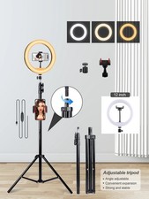 12" LED Ring Light Kit with Stand Dimmable 6500K For Makeup Phone Camera Youtube