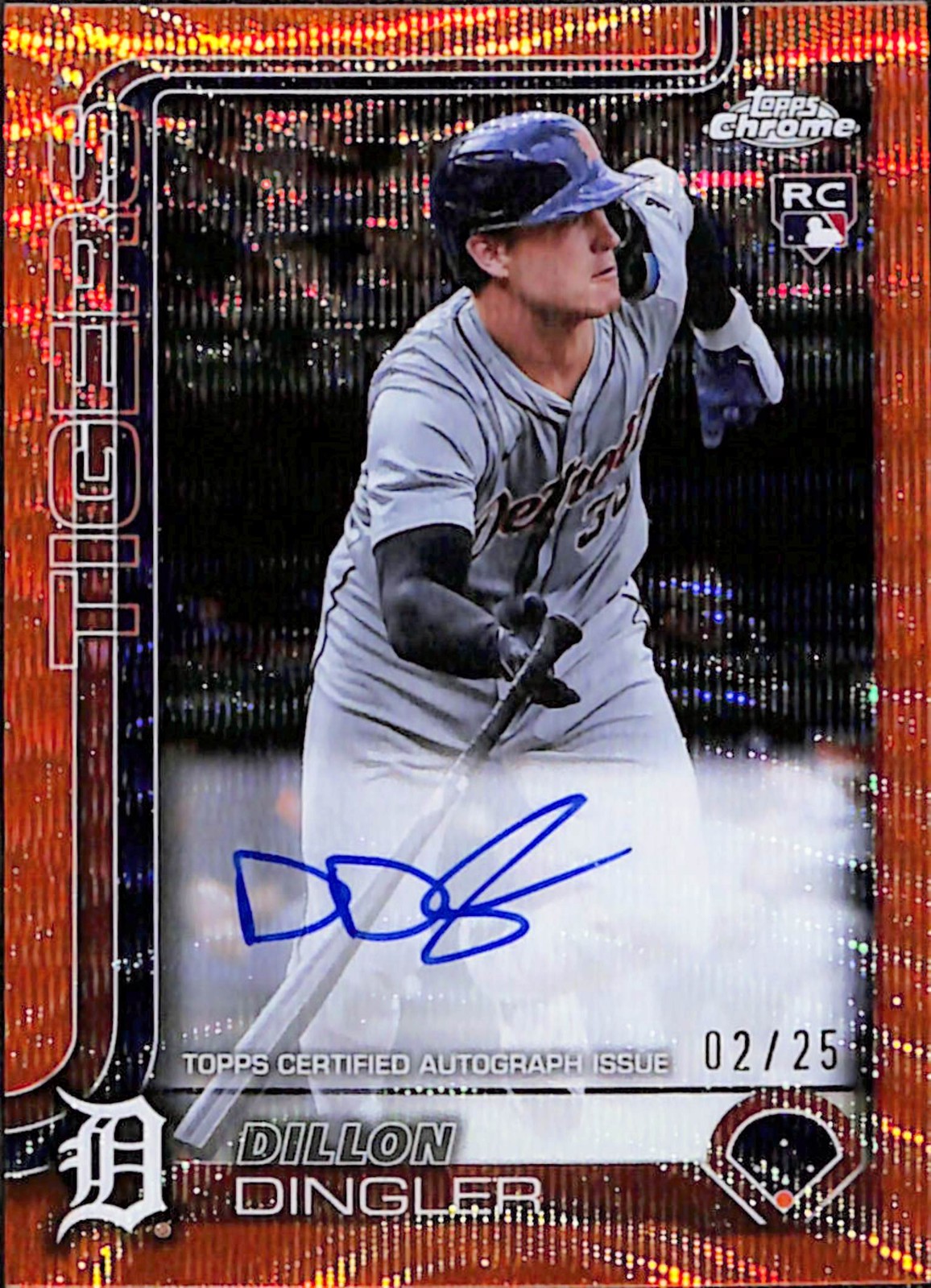 2025 Topps Chrome Rookie Auto Orange Wave Refractors Dillon Dingler 02/25