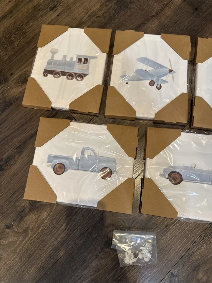 Синий автомобиль настенное искусство декор мальчиков 12 «x 16» обернутый холст синий самолет поезд печати - Изображение 3 из 4