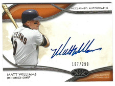 2014 Topps Tier One MATT WILLIAMS Acclaimed Autographs Auto GIANTS /299 On-Card!