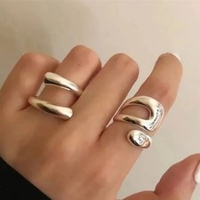 925 Solid Sterling Silver Ring, Chunky Adjustable Ring, Wraparound Ring, Fashion