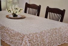 White Lace Tablecloth 60x84in Oblong/Rectangular Divine Scroll