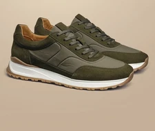 Charles Tyrwhitt Mens 11 Textile and Suede Sneakers Green SHW0259OLV10R New