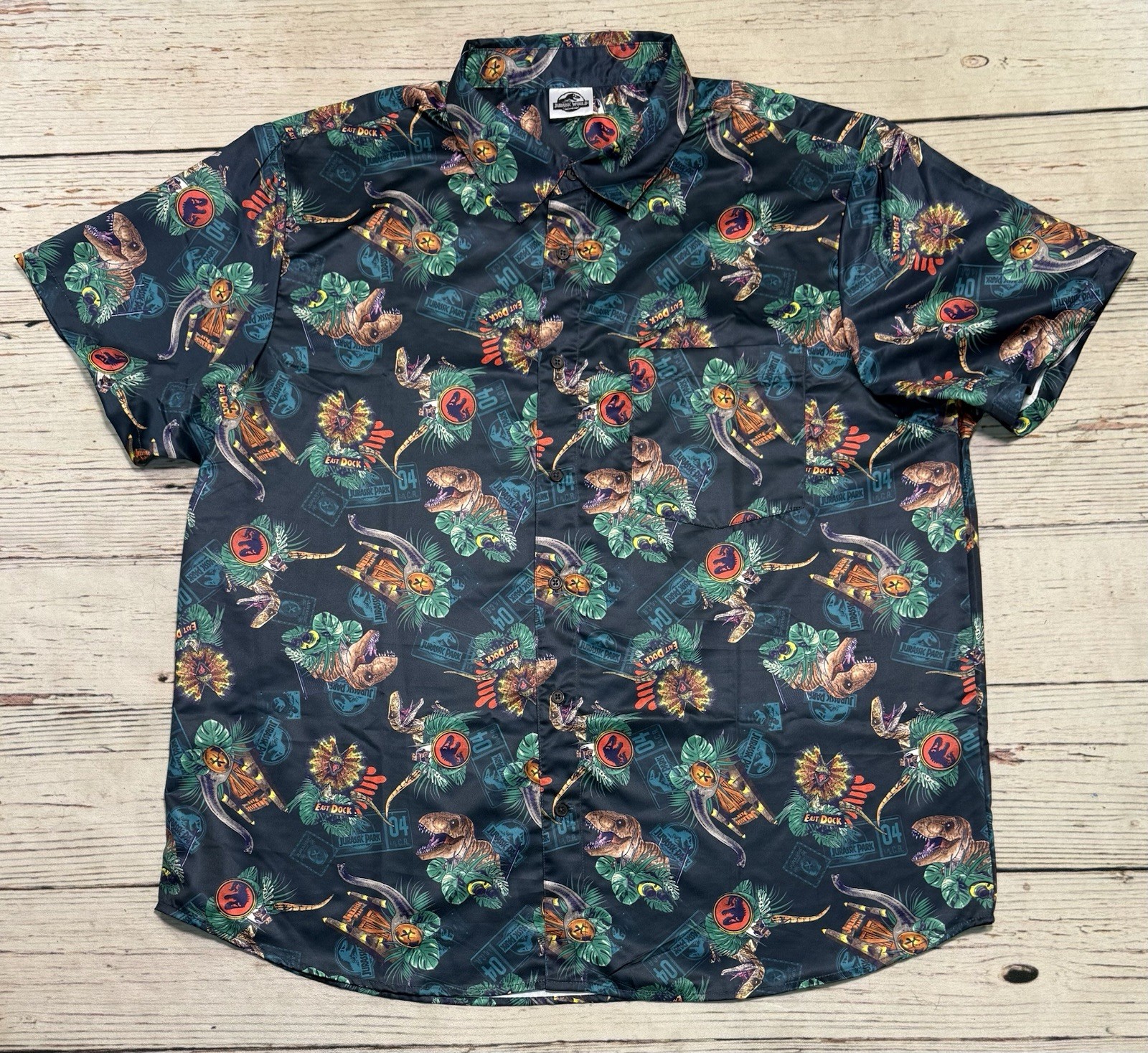 Jurassic World Dominion Shirt Men’s Sz 2XL Short Sleeve Button Up