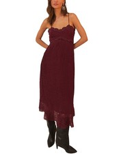 Farm Rio Purple Lace Sleeveless Midi Dress Women's M