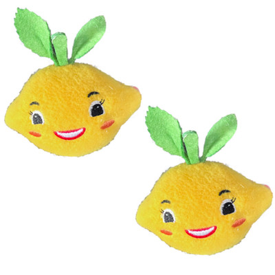 Set 2 Lemon Fruit Plush Ornament Smiling Face Kurt Adler  Christmas Food 4''