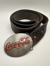 VNTG Coca Cola Belt Buckle Leather Belt Made In USA