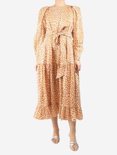 Ulla Johnson Orange leopard printed midi dress - size UK 10