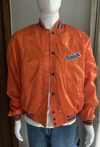 Vintage MBA Sunkist Soda Orange Varsity Bomber Jacket Size X-Large - product listing photo