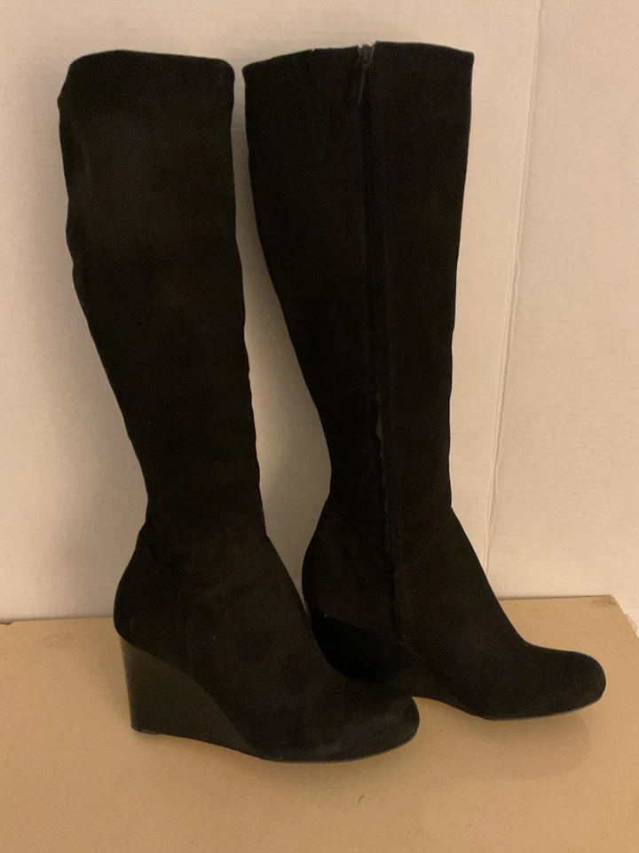 Cole Haan Mujeres Negro Gamuza Alto Hasta la Rodilla Cora Botas de Cuña Talla 9 Euro 40 Foto 4 de 4
