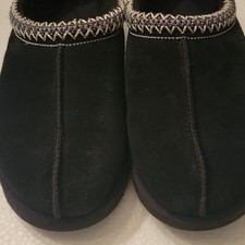 UGG Tasman Women's Black Suede Slip-on Slippers Embroidered Comfort Lined Size 7