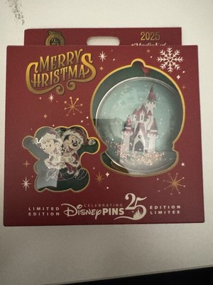 2025 Disney Magic Key 25th Anniversary Merry Christmas Mickey Pin + Ornament Set