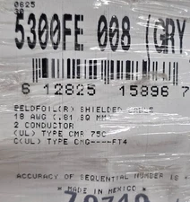 Belden 5300FE 18/2C Shielded Twisted Audio/Speaker/Alarm Cable Riser Gray /100ft