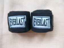 "EVERLAST" BOXING HAND WRAPS - BLACK W/WHITE LABEL-2" WIDE 105" LONG