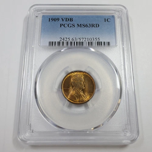 1909 P VDB PCGS MS63 RD RED - Lincoln Wheat Penny Cent 1c US Coin #56785A