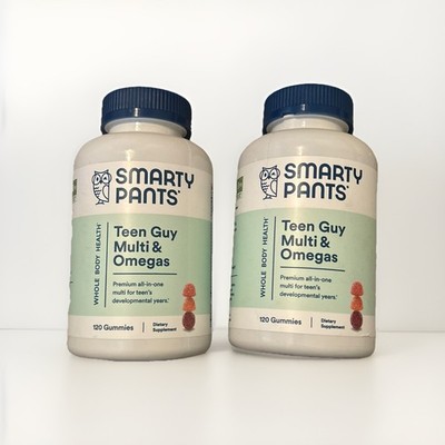 New (2) SmartyPants Teen Guy Multi & Omegas Gummies 120ct Ex: 09/2026 Free Ship