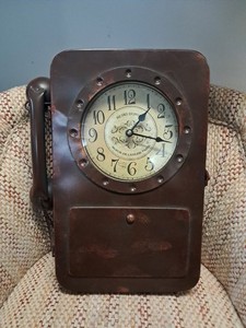 Abdurey Retro Wall Clock With Antique Phone Appearance Hidden Compartment  