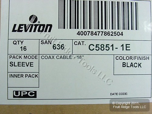 16 Leviton Black 18" Coaxial Video Cables RG59 C5851-1E - 第 4/7 張圖片