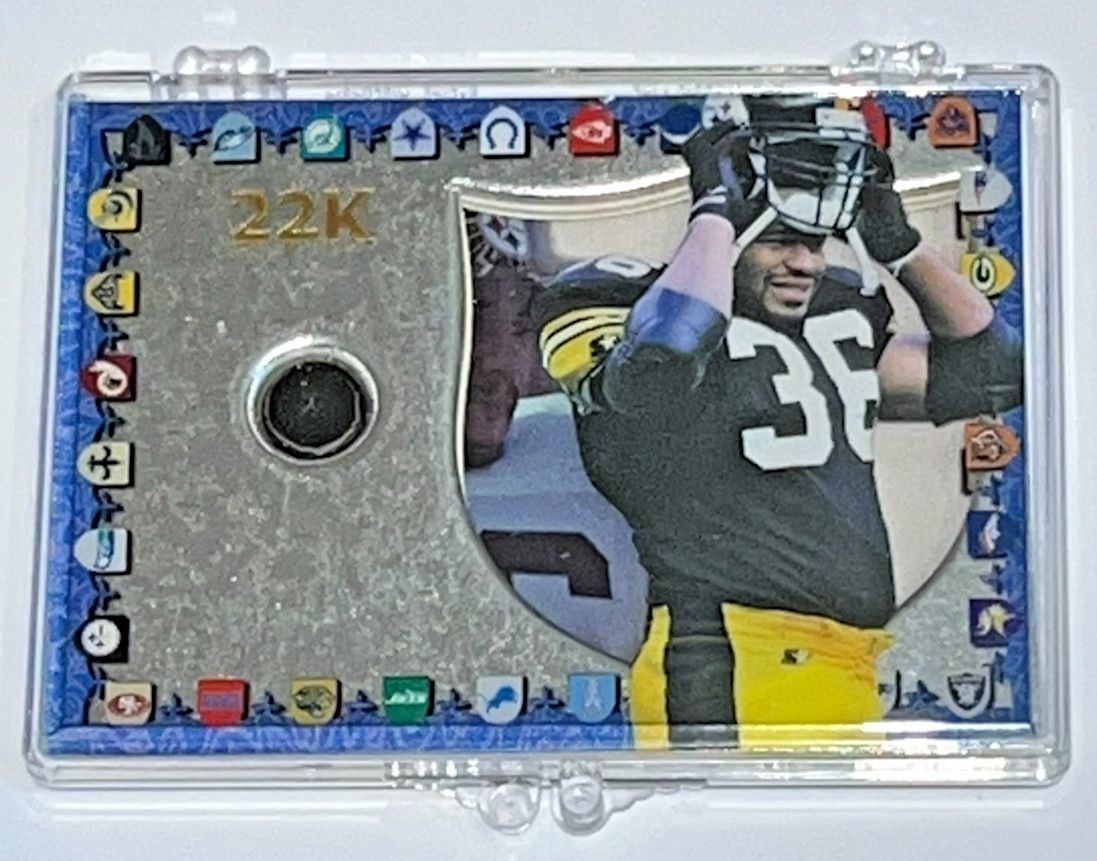 1999 COLLECTOR'S EDGE 22K GAME USED HELMET CARD - JEROME BETTIS - STEELERS
